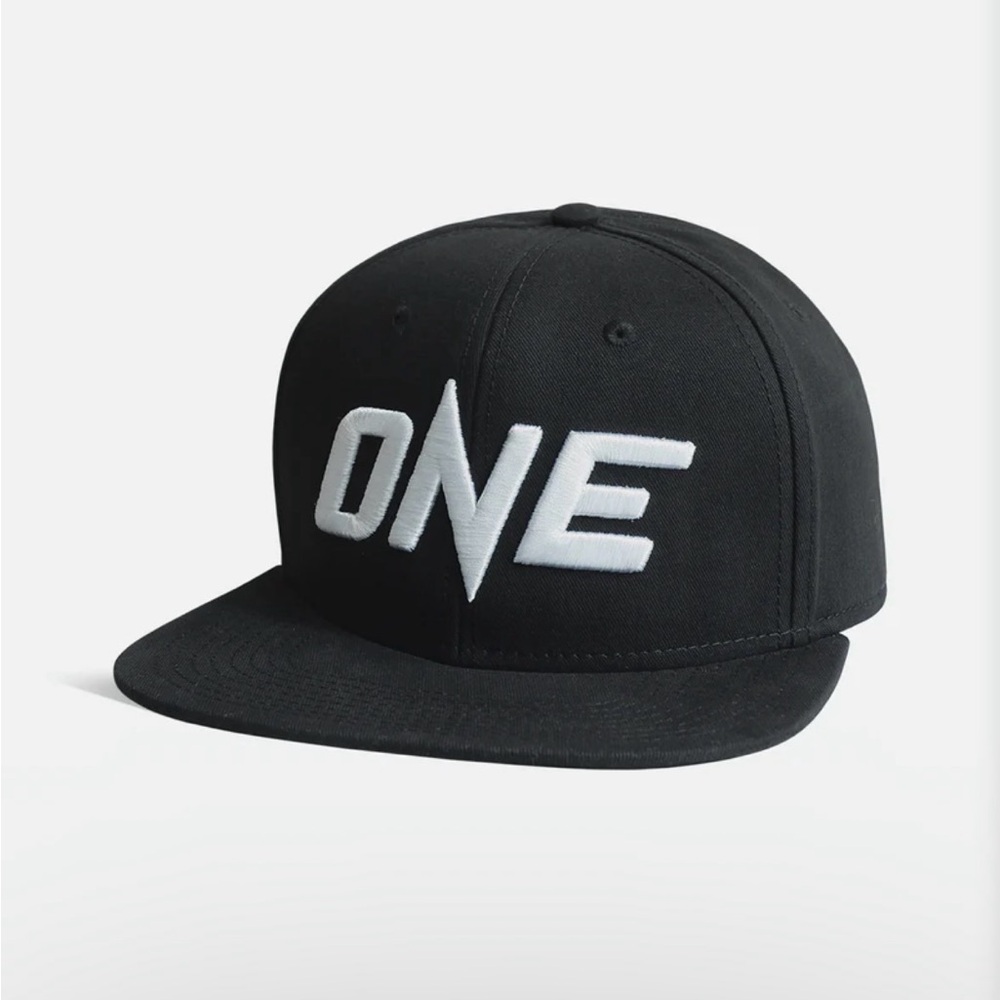 Black Snap back Cap with Bold White Logo